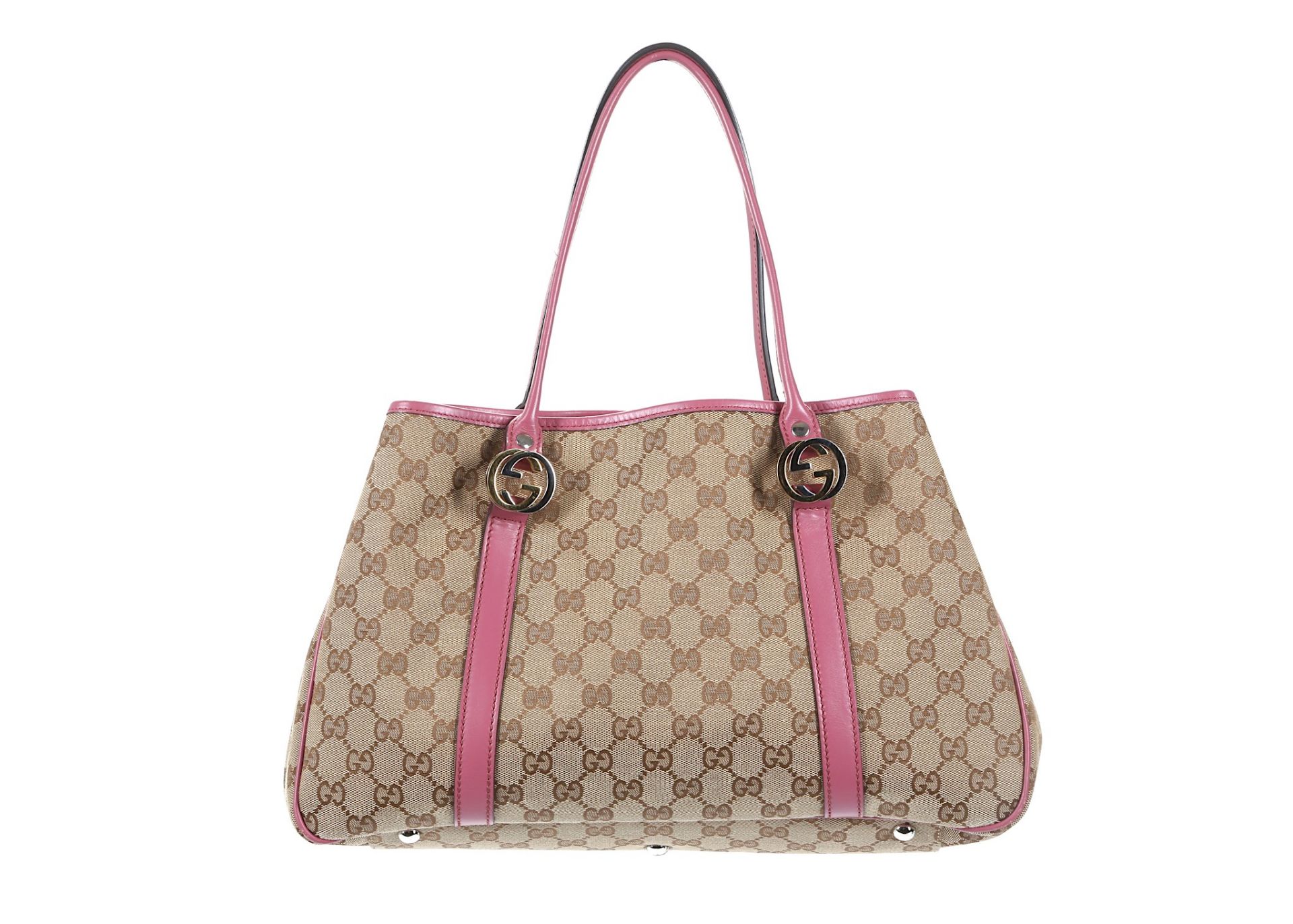 Gucci Monogram and Pink Twins Tote, brown Guccissi