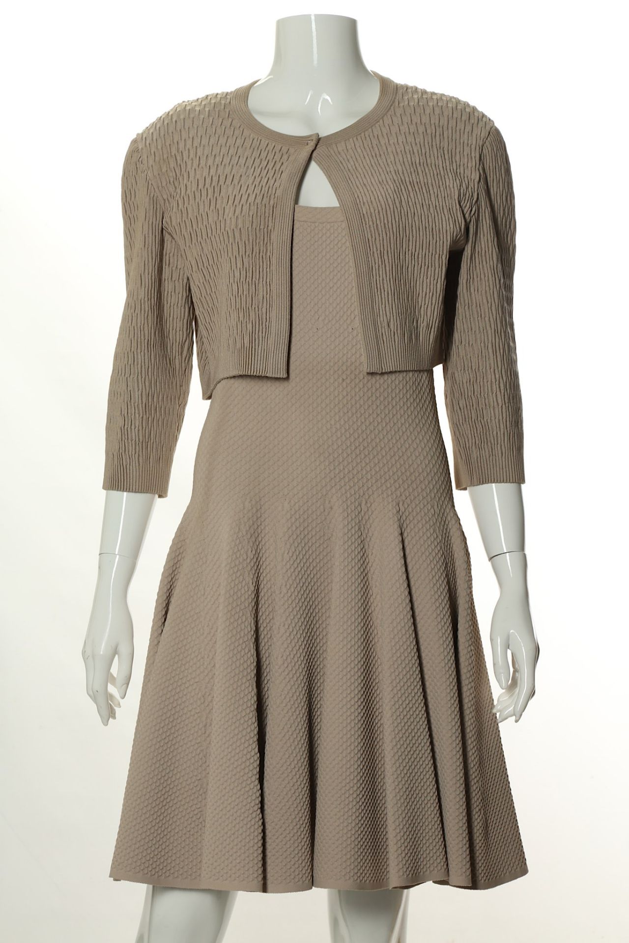 Alaia Taupe Stretch Dress and Jacket, the jacket o - Image 2 of 7