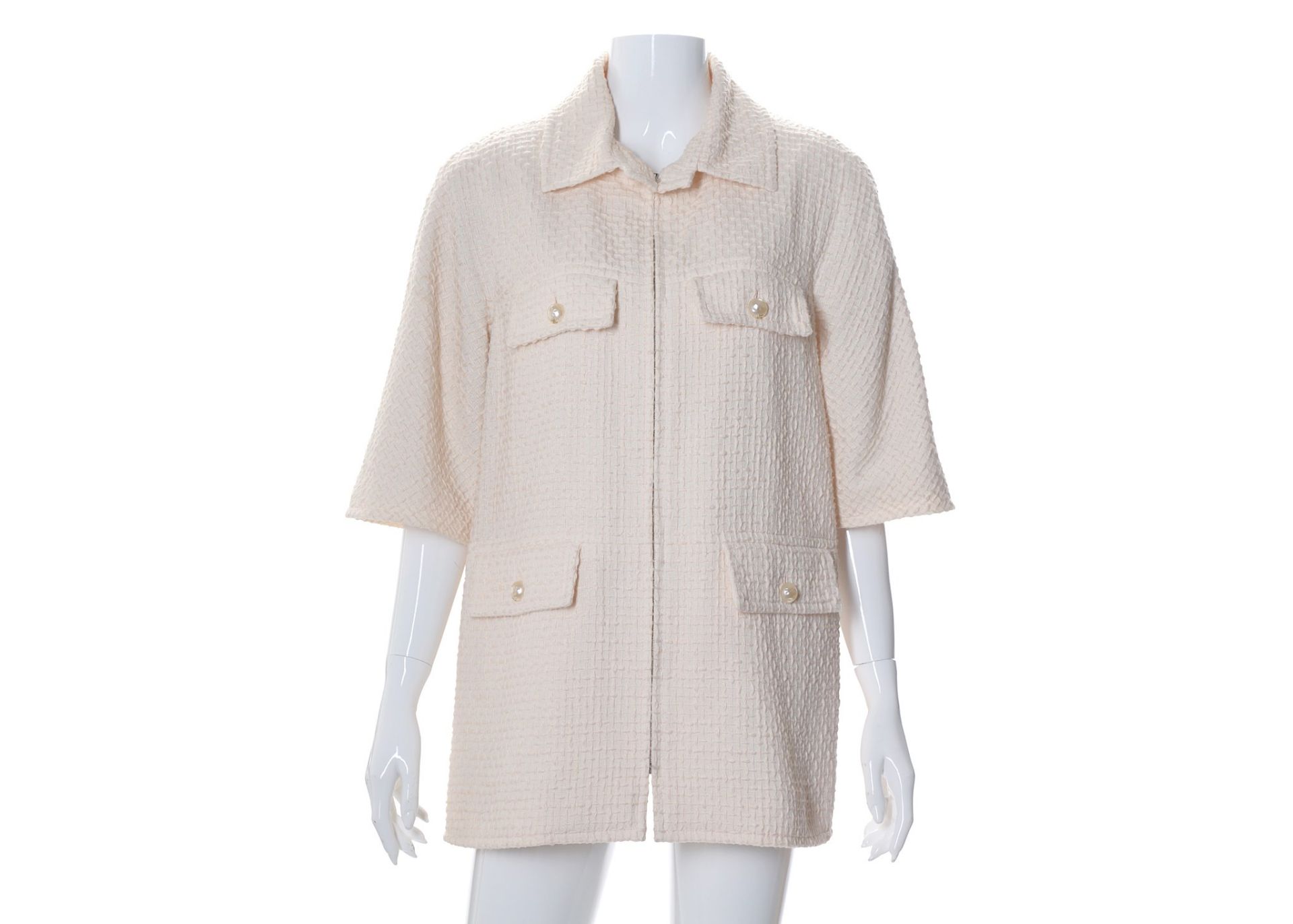 Chanel Pale Pink Cotton Jacket, 2010s, short sleev