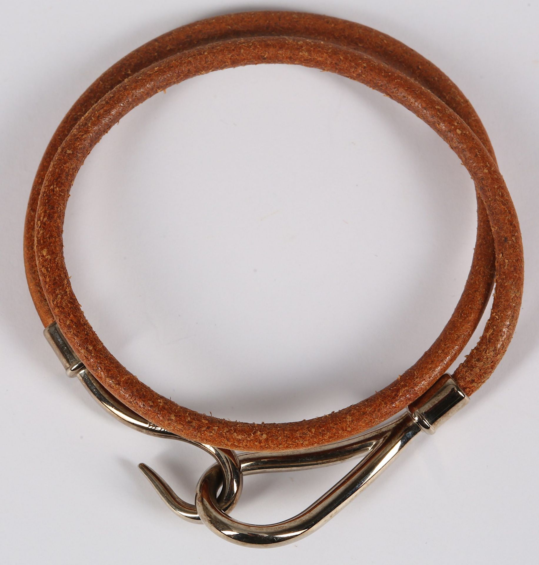 Hermes Jumbo Double Tour Bracelet, brown leather strap with Palladium hardware Condition Grade B - Bild 2 aus 3