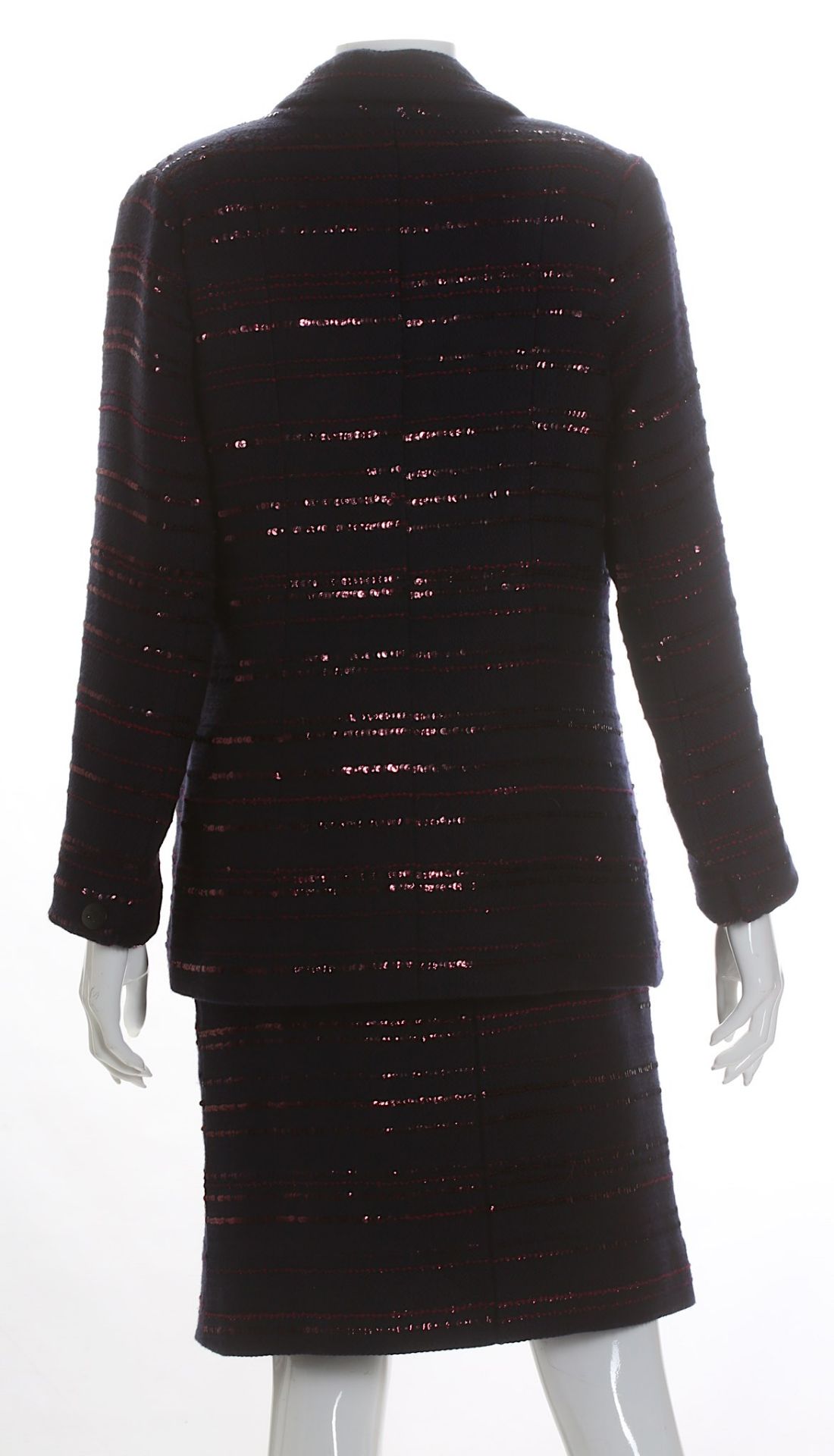 Chanel Navy Wool and Sequin Skirt Suit, c. 2000, n - Image 4 of 7