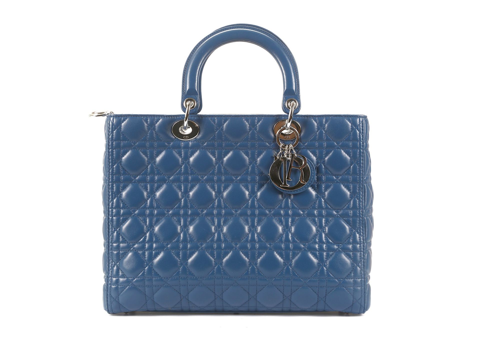 Christian Dior Blue Large Lady Dior Tote, Cannage