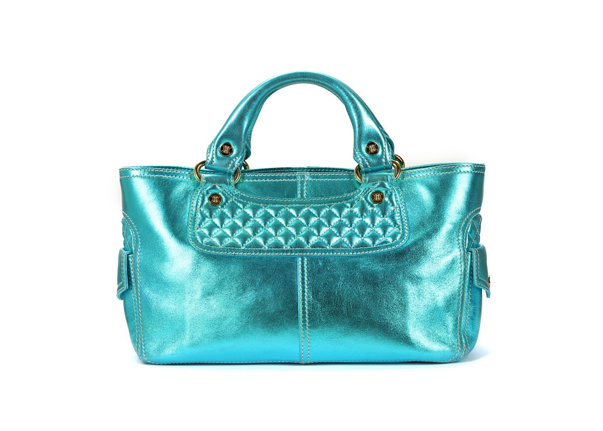 Celine Iridescent Blue Stitched Boogie Bag, gold t