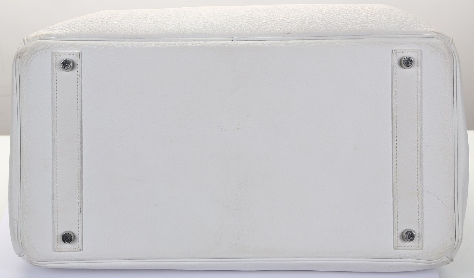 Hermes White Clemence Birkin 40, c. 2009, Palladiu - Image 8 of 9