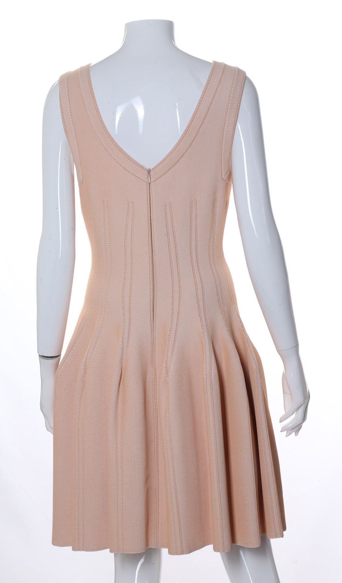 Alaia Nude Pleated Flared Dress, sleeveless design - Image 3 of 4
