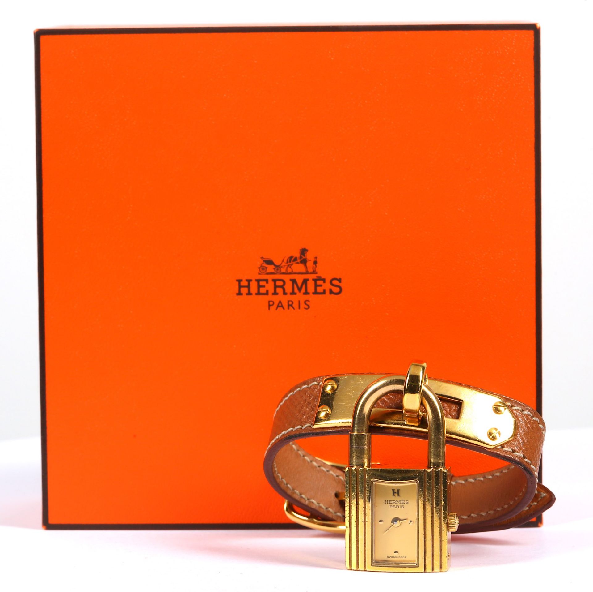 Hermes Kelly Watch, c. 1996, gold plated padlock w - Bild 2 aus 6