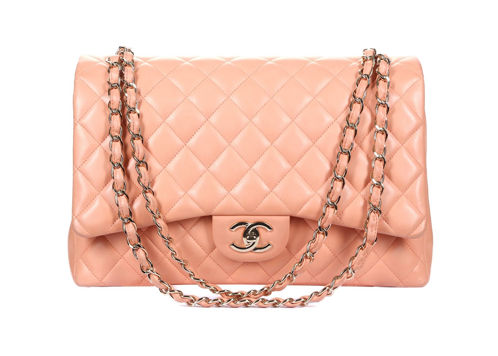 Chanel Peach Jumbo Classic Flap Bag, c. 2012, quil