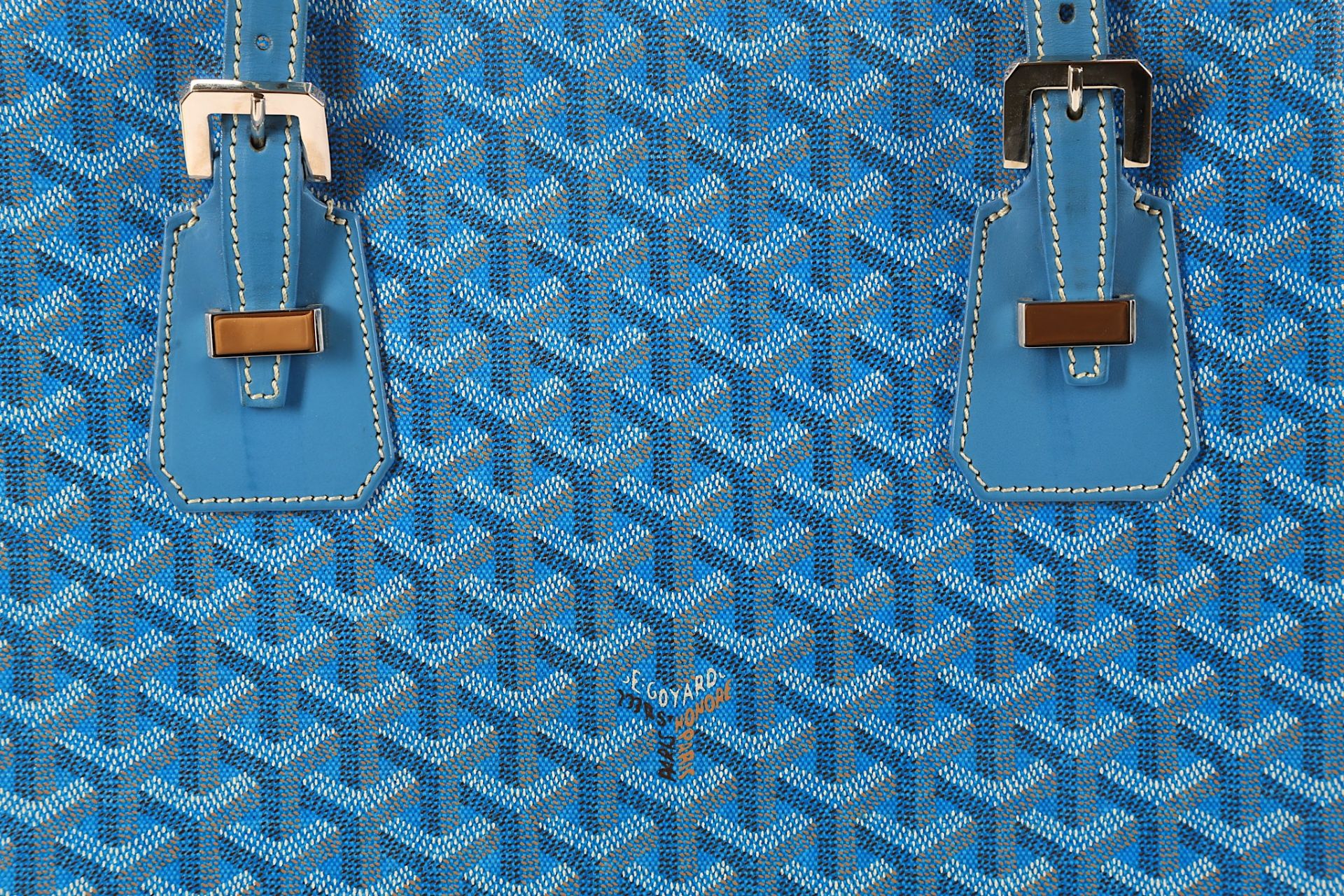 Goyard Blue Comores Tote Bag, hand painted coated - Image 2 of 5