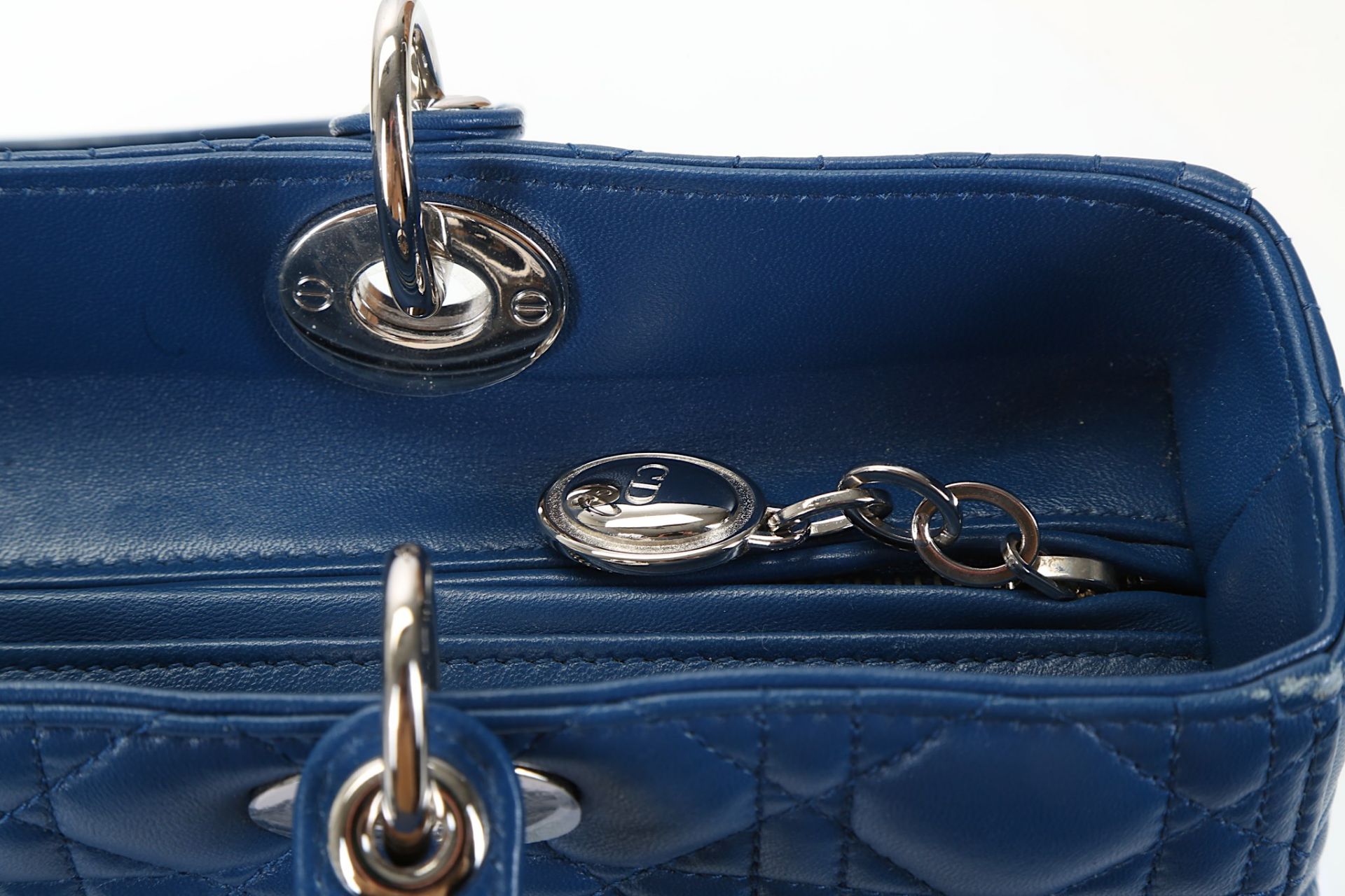 Christian Dior Blue Large Lady Dior Tote, Cannage - Image 6 of 7