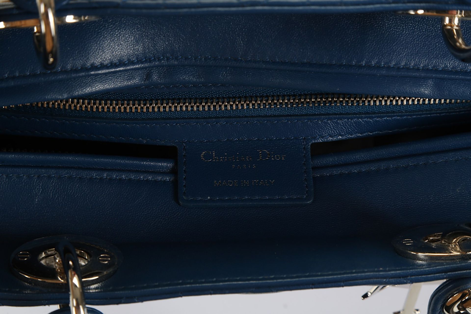 Christian Dior Blue Large Lady Dior Tote, Cannage - Image 7 of 7