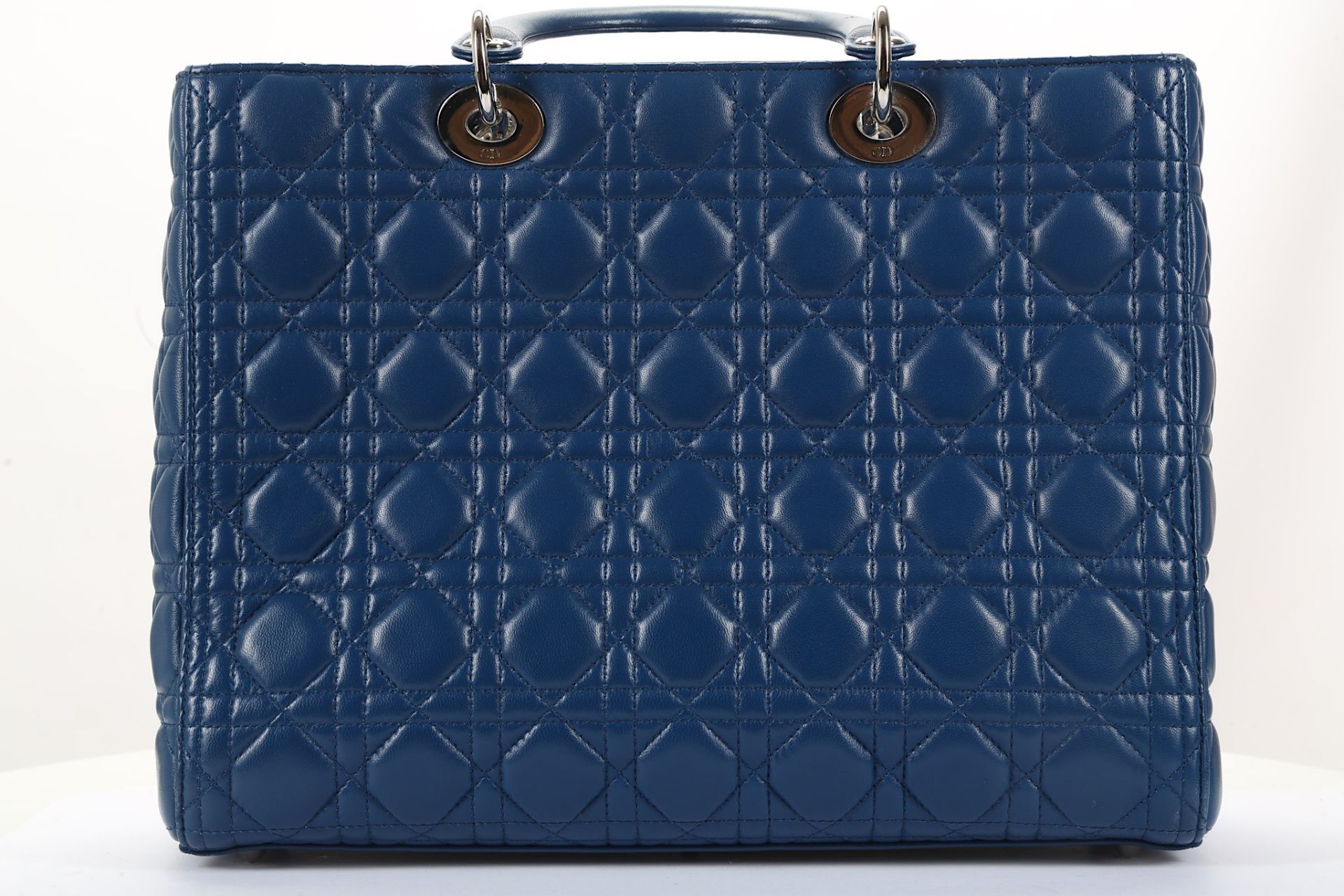Christian Dior Blue Large Lady Dior Tote, Cannage - Image 4 of 7