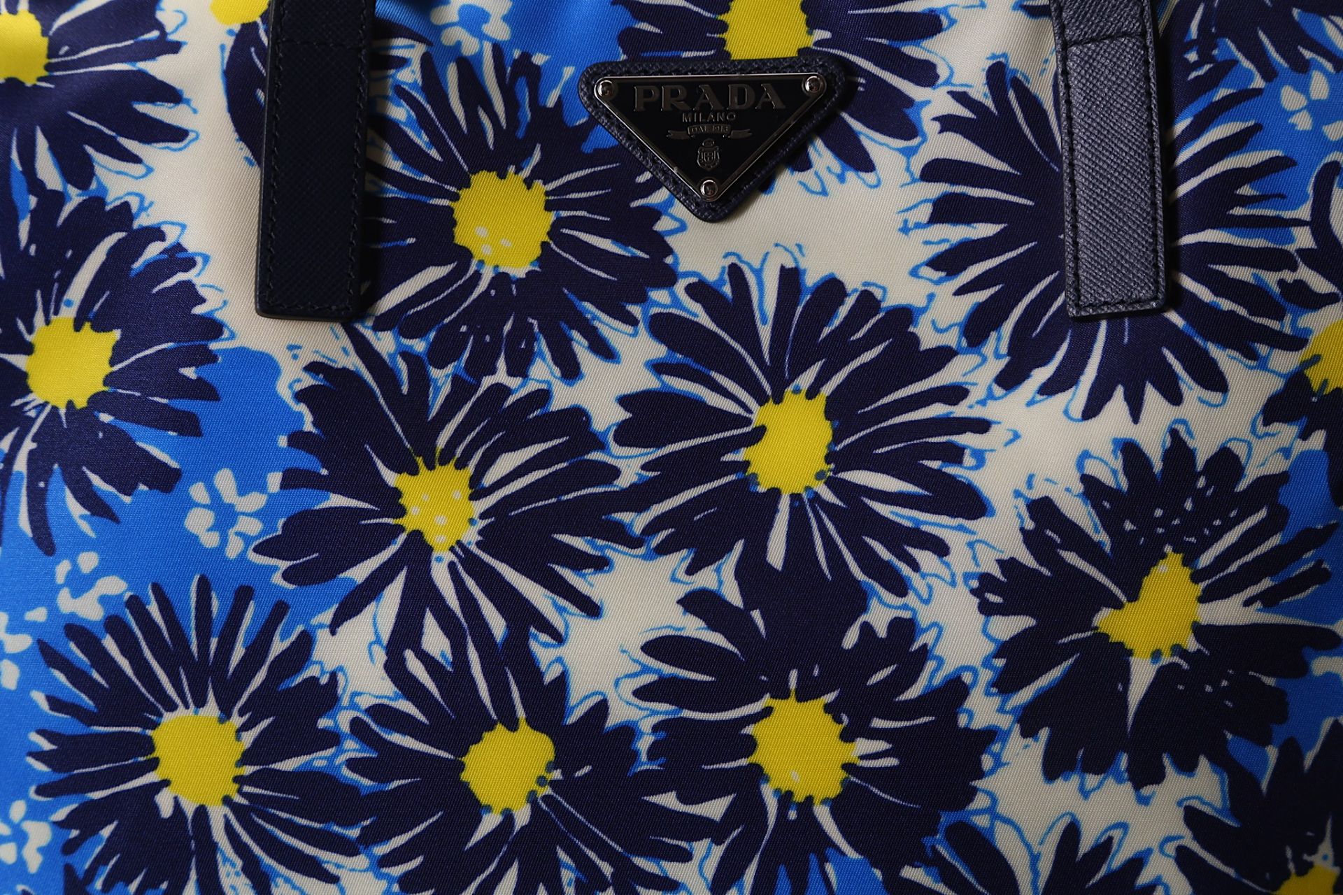 Prada Blue Floral Nylon Shopper, c. 2016, nylon printed with blue and yellow flower heads, blue - Image 2 of 5