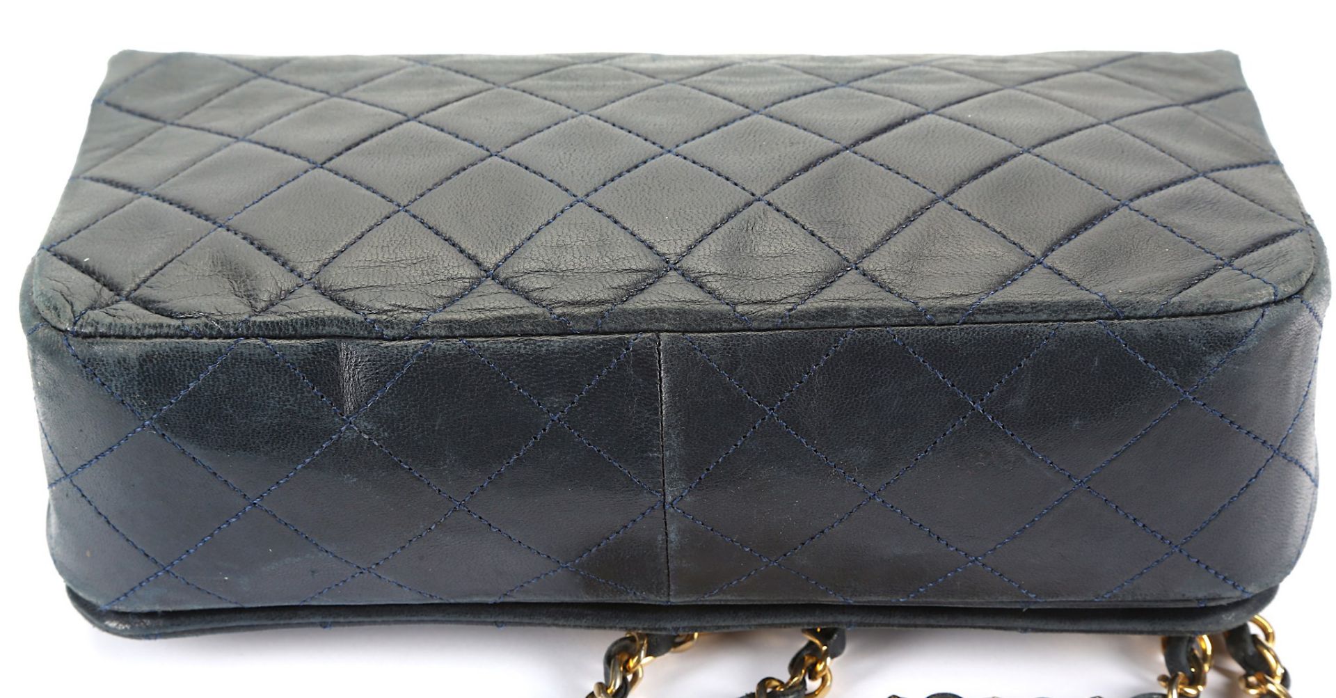 Chanel Navy Full Flap Bag, c. 1989-91, quilted lam - Image 4 of 6