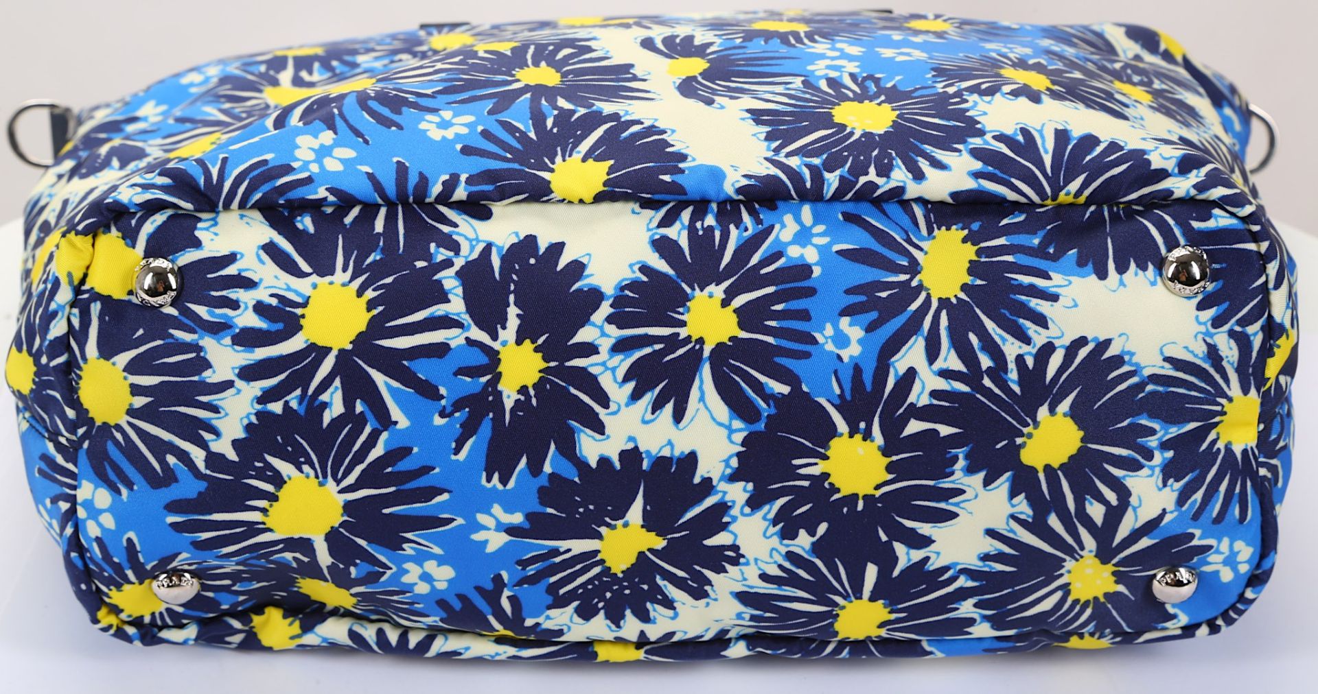Prada Blue Floral Nylon Shopper, c. 2016, nylon printed with blue and yellow flower heads, blue - Image 4 of 5