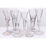 A Dutch baluster wine glass and a collection of pl