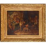 19th Century Dutch School, 'The Drinking Den', interior tavern scene, oil on canvas, signed lower