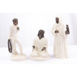 Three Minton porcelain and bronze figures, 20th century to include 'The Fisherman', 'The Sage'