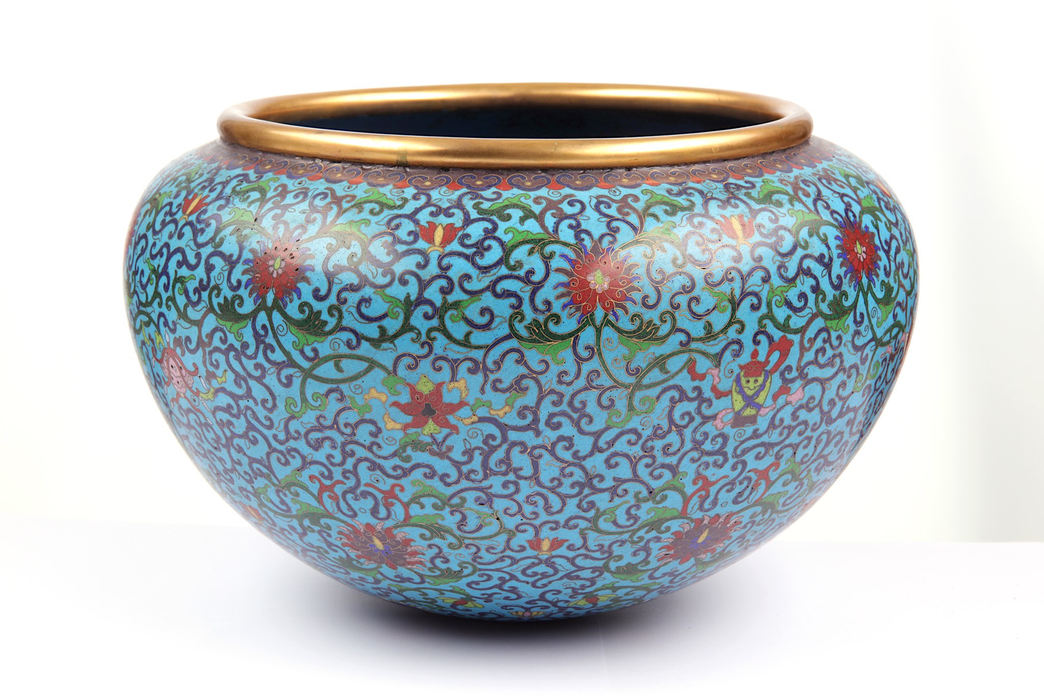 A Chinese cloisonne enamel alms bowl, 19th / 20th