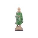 A Chinese figure with green glazed clothing, Ming style, 20cm high