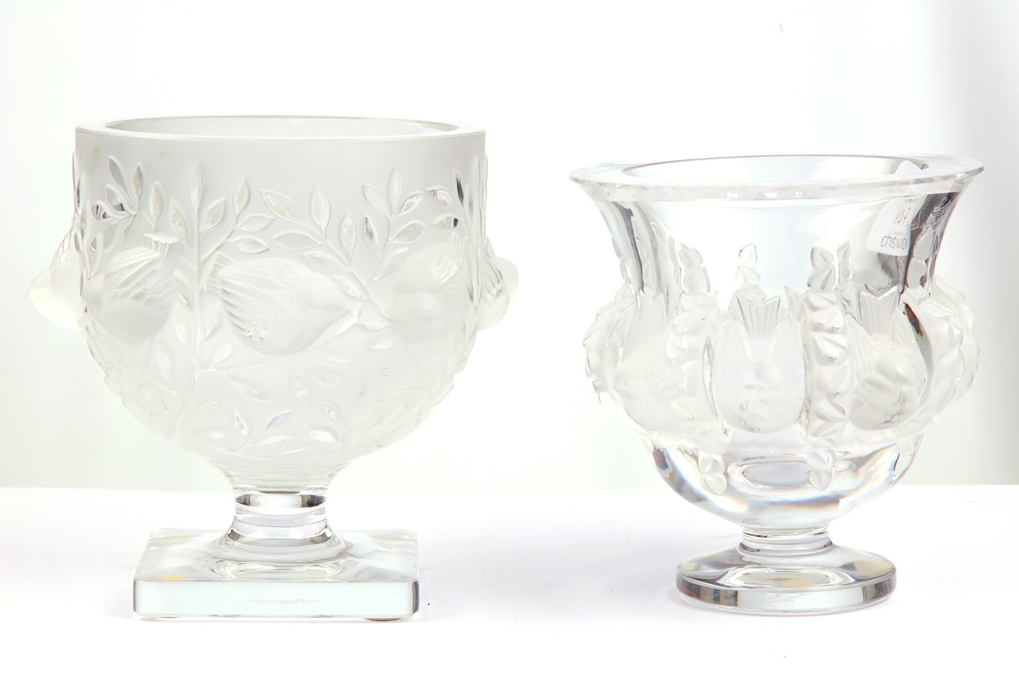 Two Lalique frosted glass pedestal bowls, 20th cen