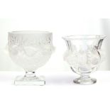 Two Lalique frosted glass pedestal bowls, 20th cen