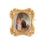 19th Century Continental School, a miniature painting of a theatrical historical scene, with a noble