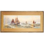 Thomas Bush Hardy (British, 1842-1897), 'Fishing Boats on Rough Sea', a pair of watercolours, signed
