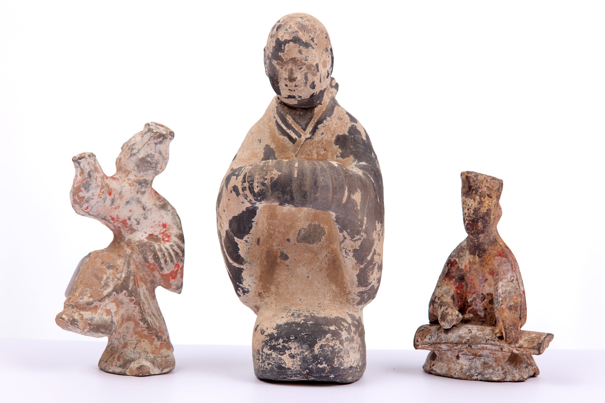 Three Chinese pottery figures, Tang dynasty or earlier (3)