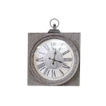 A large Victorian style wall timepiece, the circular dial with Roman numerals, within a faux cast