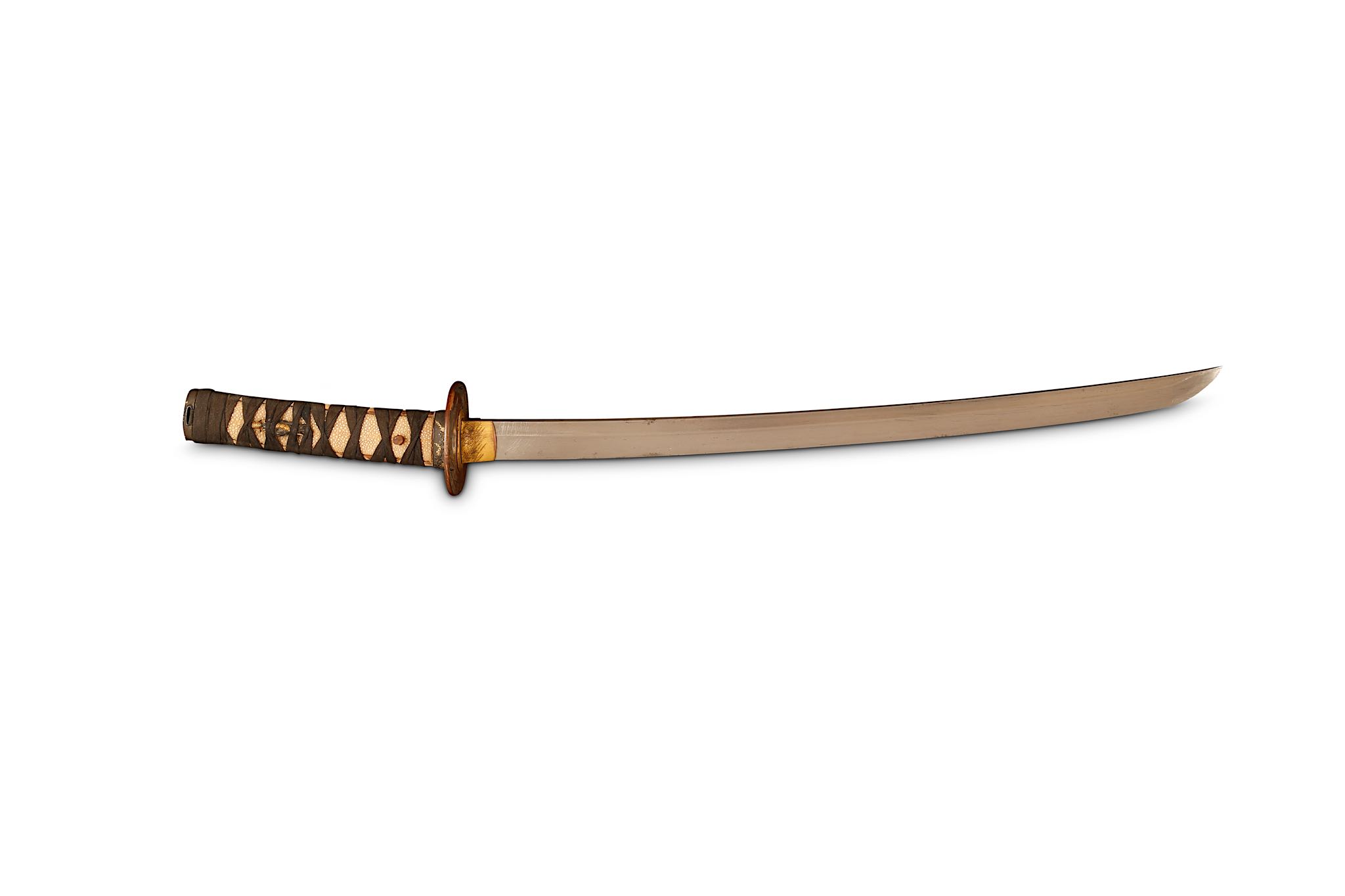 A WAKIZASHI. Edo period, circa 1800. The Mino-den blade with suguha hamon, suriage nakago