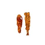 TWO NETSUKE. 19th Century. Comprising an ivory netsuke of a female ghost, 7cm H, and a stag antler