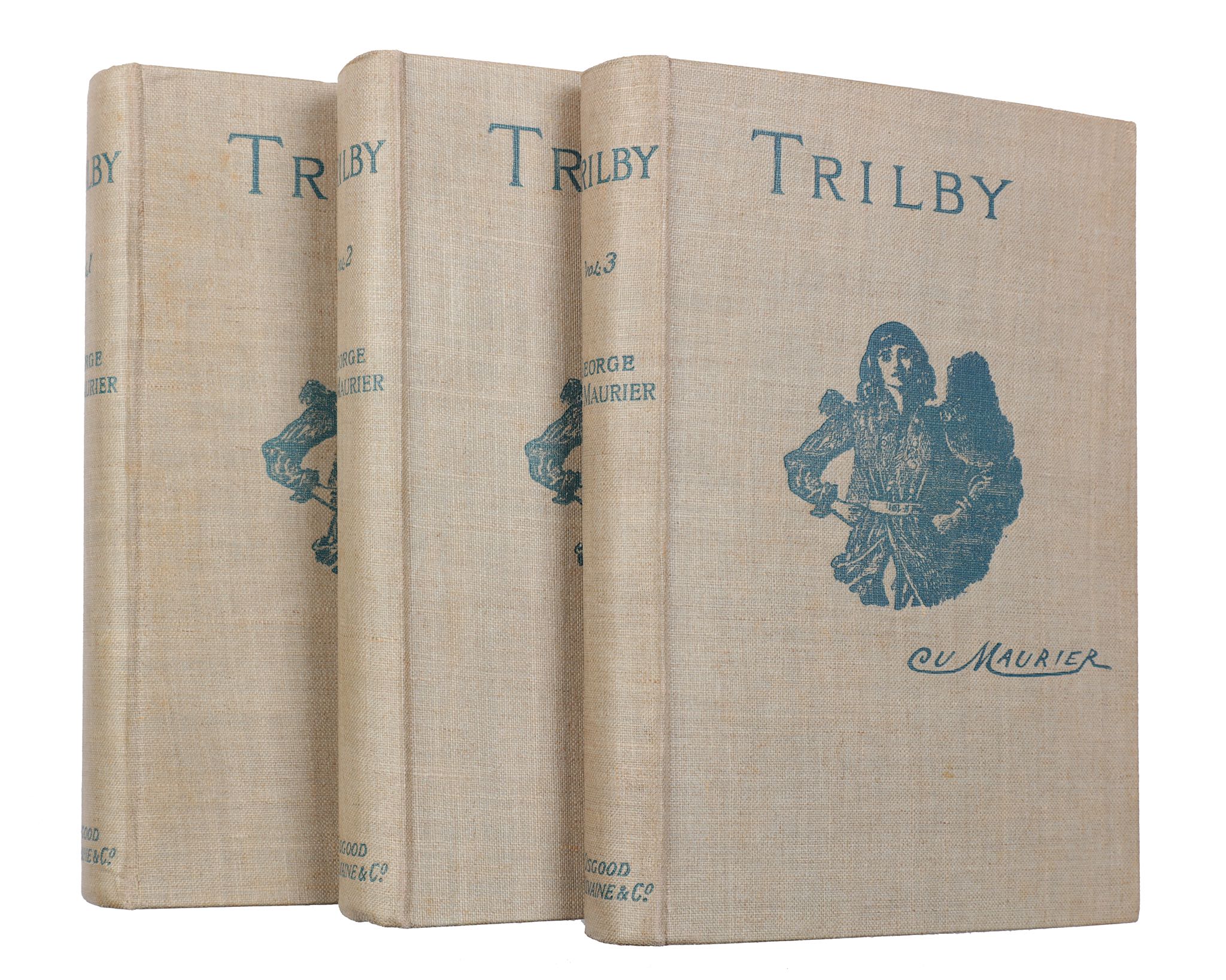 Du Maurier (George) Trilby, FIRST EDITION, 3 vol., original linen, blue lettering on upper cover and