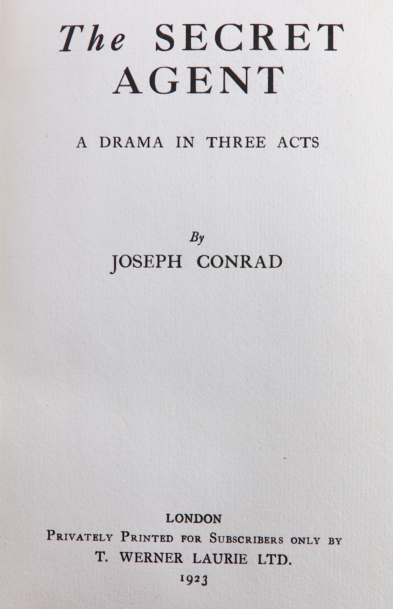 Conrad (Joseph) The Secret Agent. A Drama in Three Acts, FIRST EDITION, NUMBER 107 OF 1000 COPIES, - Image 2 of 2