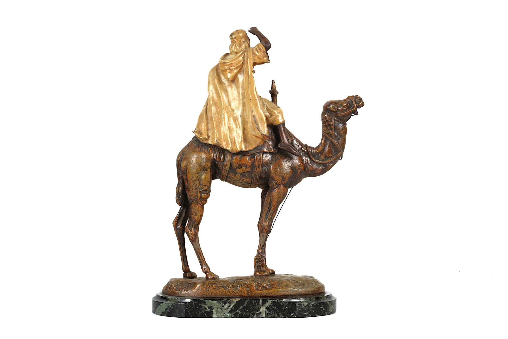 ALFRED BARYE (1839-1882): A LATE 19TH CENTURY COLD PAINTED SPELTER MODEL OF AN ARAB RIDING A - Image 3 of 7
