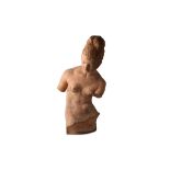 A LARGE 20TH CENTURY FRENCH TERRACOTTA NUDE FIGURE OF A GIRL BY SUSSE FRERES, PARIS the nude
