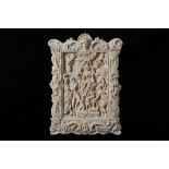 A 19TH CENTURY DIEPPE IVORY RELIEF OF THE FELICITY OF THE REGENCY OF MARIE DE' MEDICI AFTER SIR