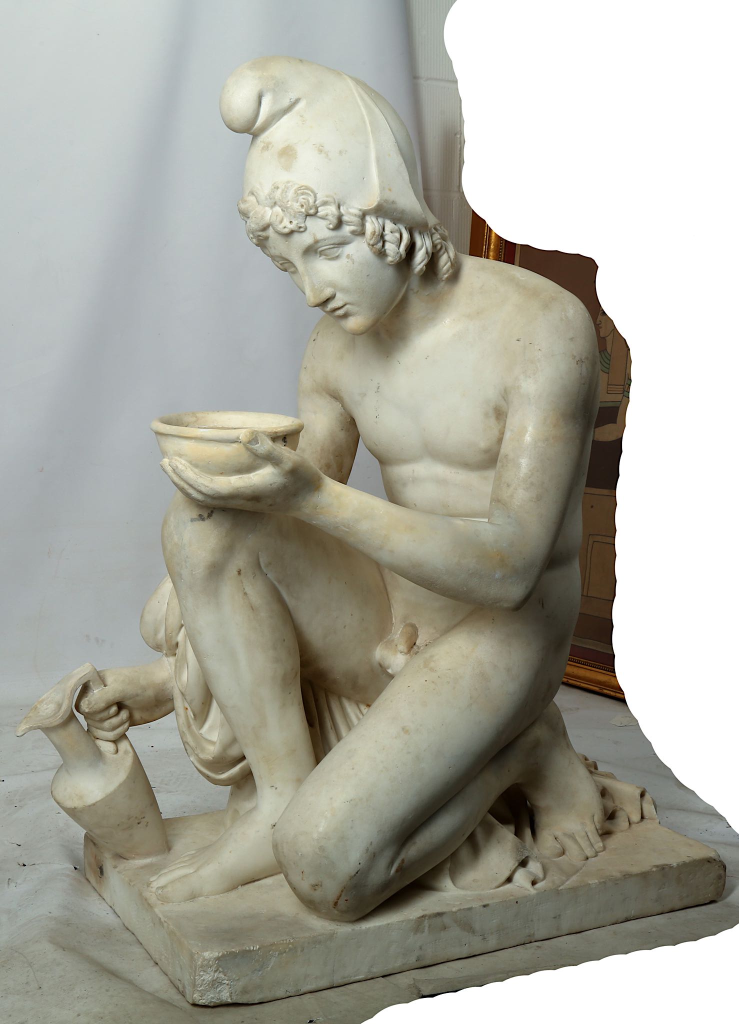 AFTER BERTEL THORVALDSEN (DANISH, 1770-1844): A SECOND HALF 19TH CENTURY WHITE MARBLE FIGURE OF - Image 5 of 9