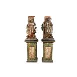 ANATOLE-JEAN GUILLOT (FRENCH, 1865-1911): A LARGE PAIR OF COLD PAINTED AND GILT DECORATED SPELTER