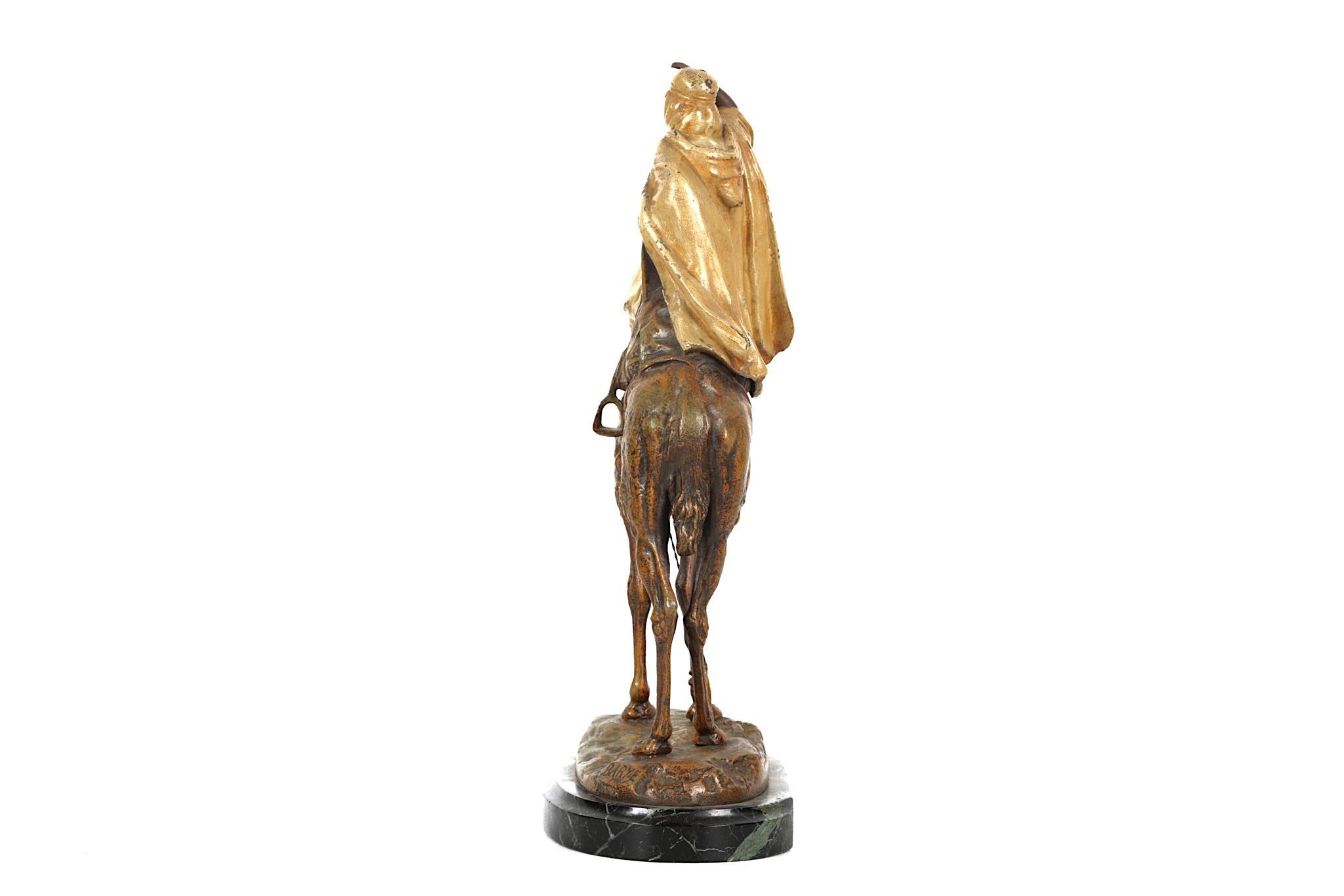 ALFRED BARYE (1839-1882): A LATE 19TH CENTURY COLD PAINTED SPELTER MODEL OF AN ARAB RIDING A - Image 4 of 7