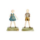 FERDINAND PREISS (GERMAN, 1892-1943): A PAIR OF COLD PAINTED BRONZE AND IVORY FIGURES OF CHILDREN '