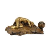 JEANNE ITASSE-BROQUET (FRENCH, 1867-1941): A GILT BRONZE FIGURAL INKWELL CAST BY FRIEDRICH