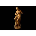 A MID 19TH CENTURY FRENCH LIFE-SIZE TERRACOTTA FIGURE OF TOILETTE DE VENUS IN THE MANNER OF ALBERT-