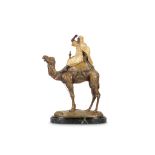 ALFRED BARYE (1839-1882): A LATE 19TH CENTURY COLD PAINTED SPELTER MODEL OF AN ARAB RIDING A