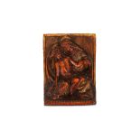 A SMALL LATE 15TH / EARLY 16TH CENTURY FLEMISH BOXWOOD RELIEF OF THE PIETA of rectangular form,