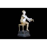 AFFORTUNATO GORY (ITLIAN, FL. 1895-1925): A FINE GILT BRONZE, IVORY AND MARBLE FIGURE OF A YOUNG