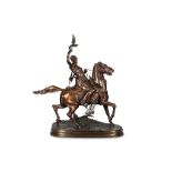 PIERRE JULES MENE (FRENCH, 1810-1879):  A LARGE BRONZE FIGURE OF AN ARAB FALCONER 'FAUCONNIER