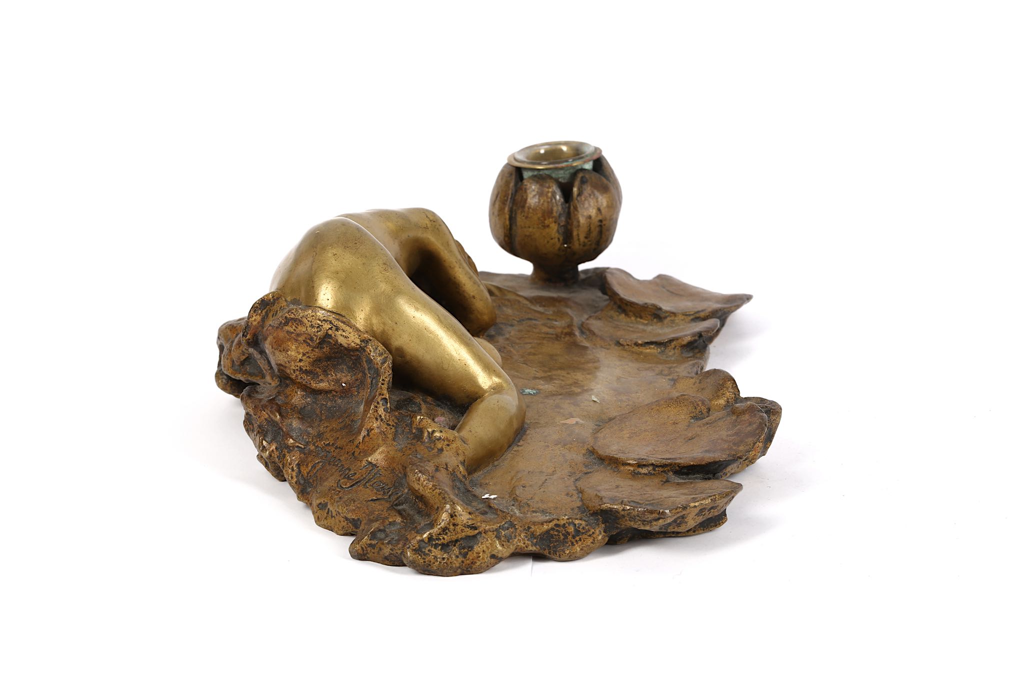 JEANNE ITASSE-BROQUET (FRENCH, 1867-1941): A GILT BRONZE FIGURAL INKWELL CAST BY FRIEDRICH - Image 4 of 10