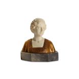 FERDINAND PREISS (GERMAN 1892-1943): AN IVORY AND GILT BRONZE BUST OF A GIRL  the young beauty