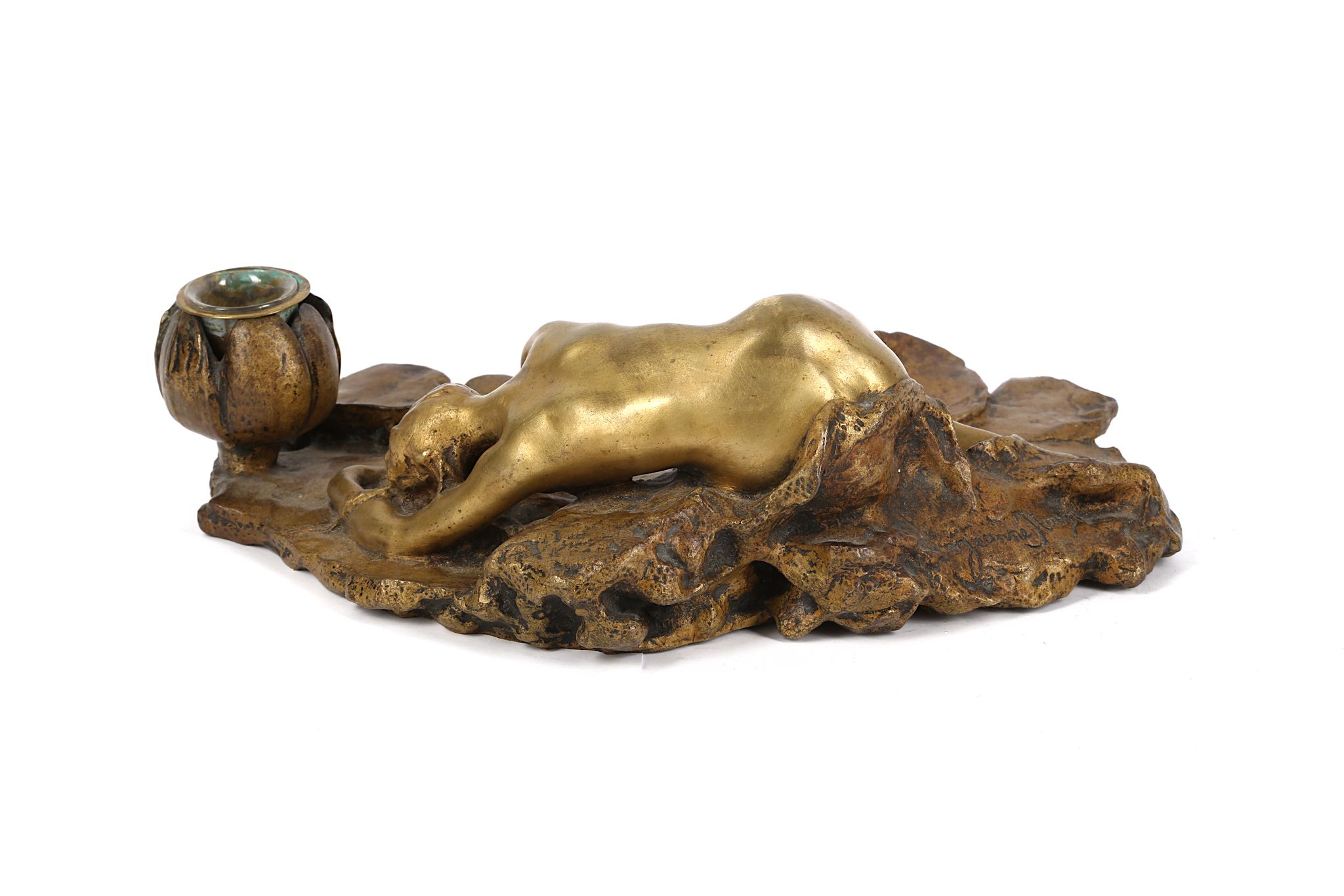 JEANNE ITASSE-BROQUET (FRENCH, 1867-1941): A GILT BRONZE FIGURAL INKWELL CAST BY FRIEDRICH - Image 3 of 10