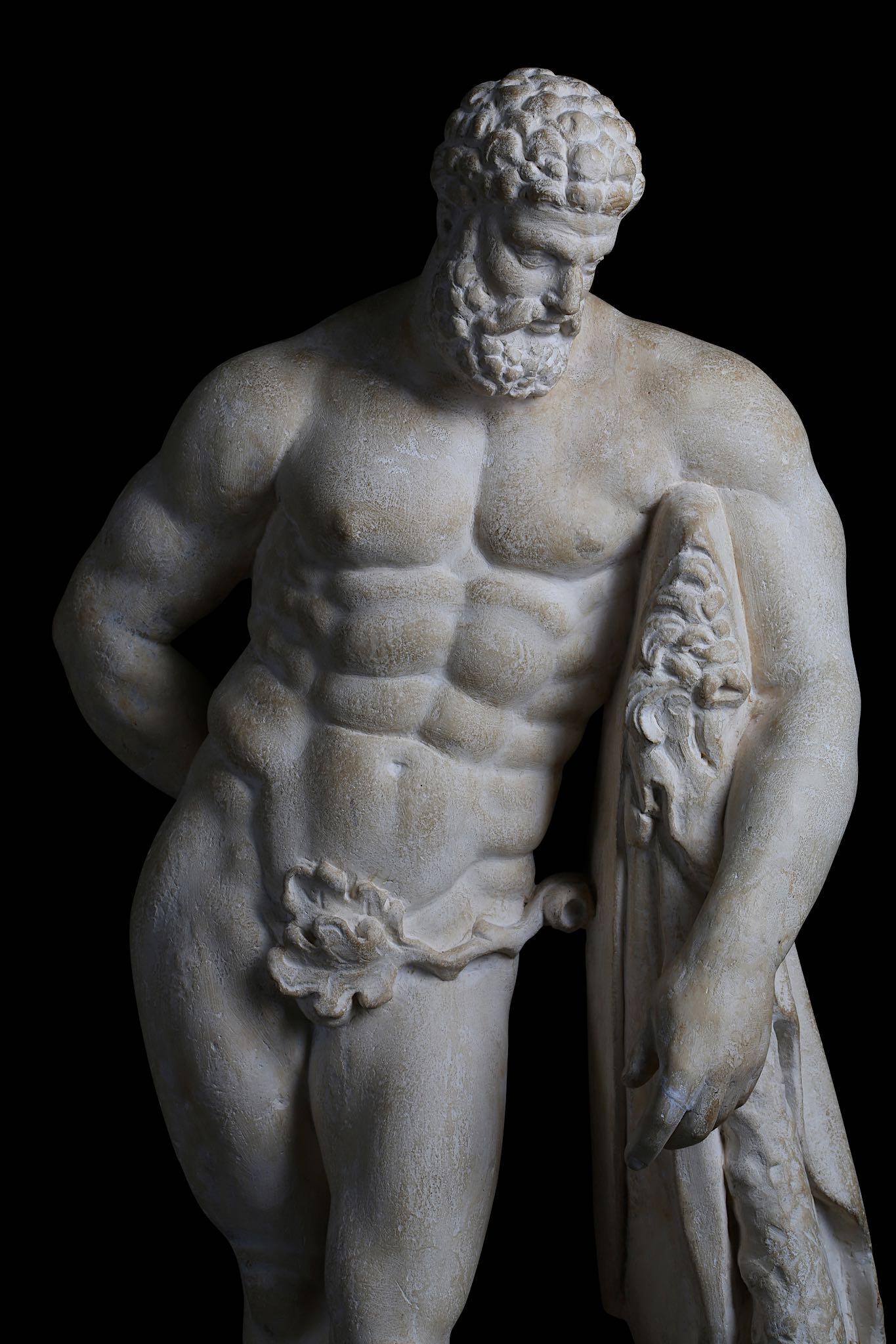 AN 18TH CENTURY CARVED LIMESTONE FIGURE OF THE WEARY HERCULES OF LYSIPPOS, AFTER THE ANTIQUE the - Image 2 of 11